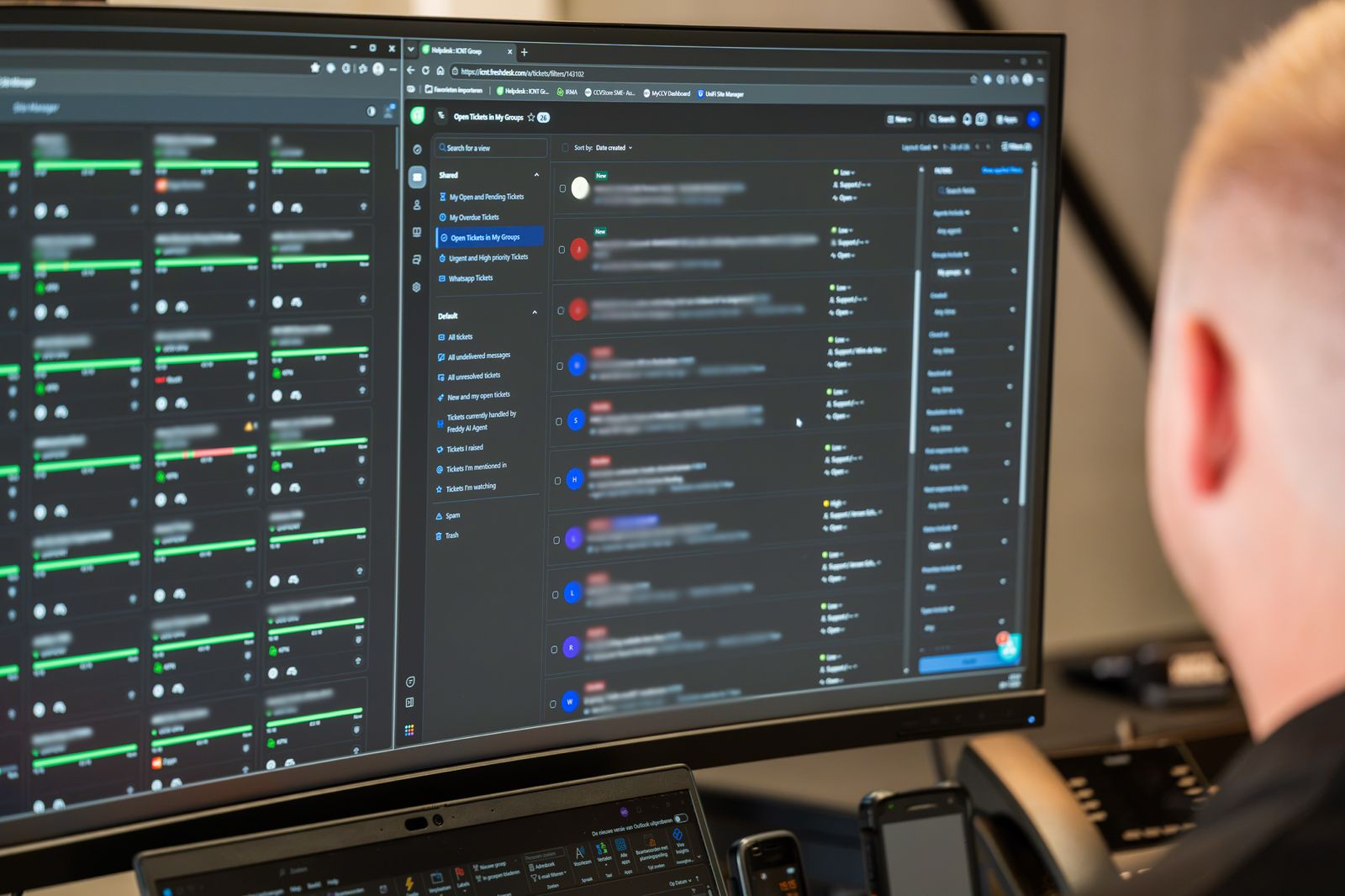 ICNT helpdesk engineer monitoring client systems and support tickets